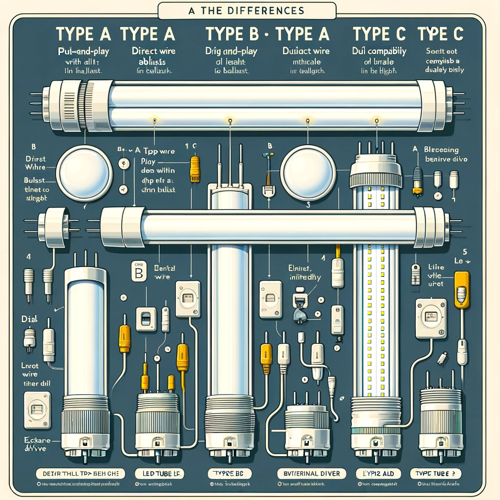 Understanding the Differences Between Type A, Type B, Type AB, and Type C LED Tube Lights